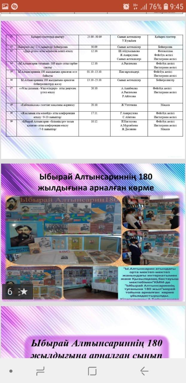 2021 жылдың 04 қазан күні Республикалық тәжірибелік конференцияға Қарасай ауданы Ы. Алтынсарин атындағы орта  мектебі КММ қатысты